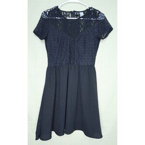 Divided by H&M Dress Womens Size 8 Black Lace Cap Sleeve A-Line Short Lined Goth